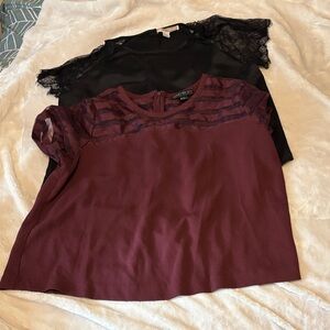 Forever 21 Burgundy and Black Lace Blouses (2 shirts)